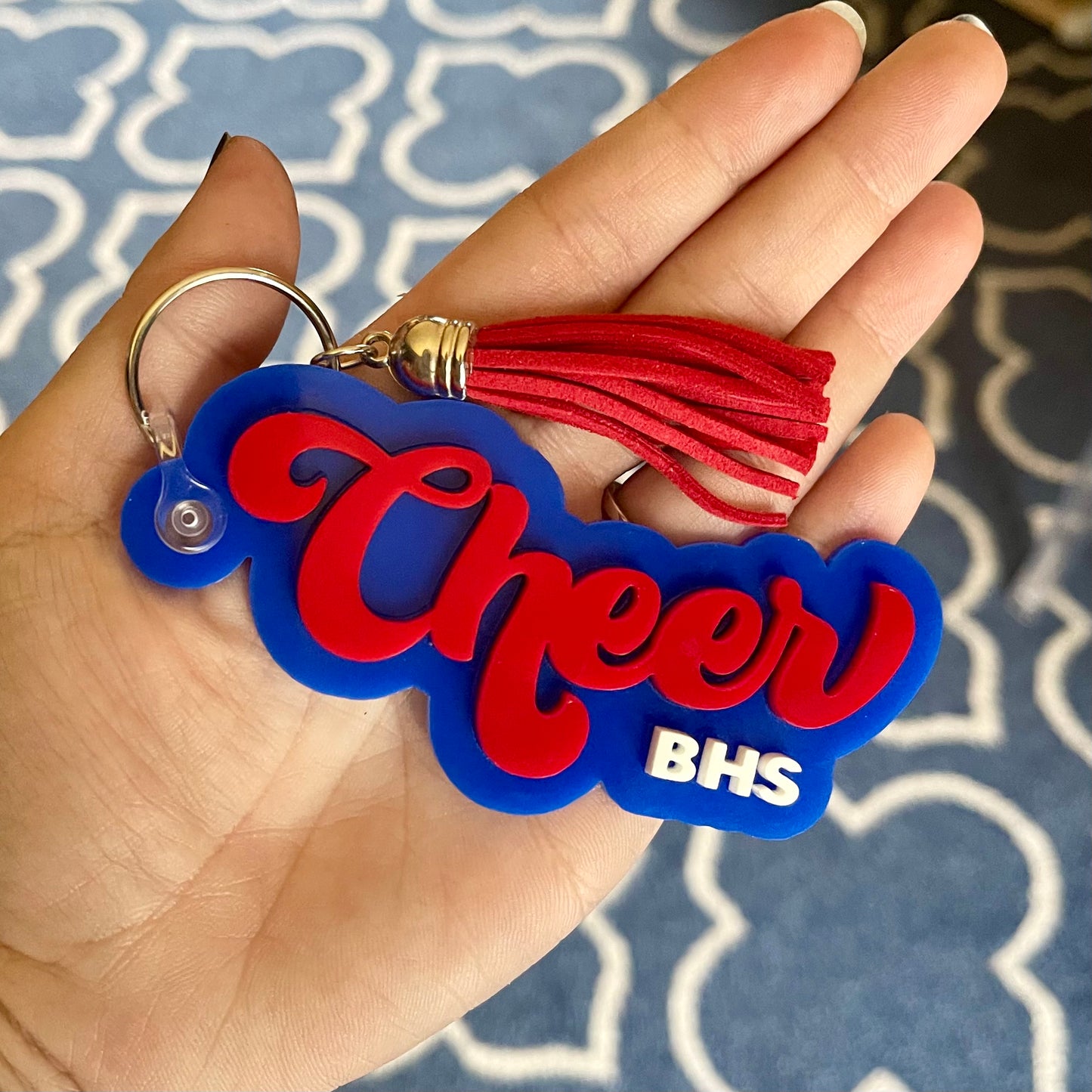 Retro Cheer Keychain | Cheerleader Keychain or Bag Tag