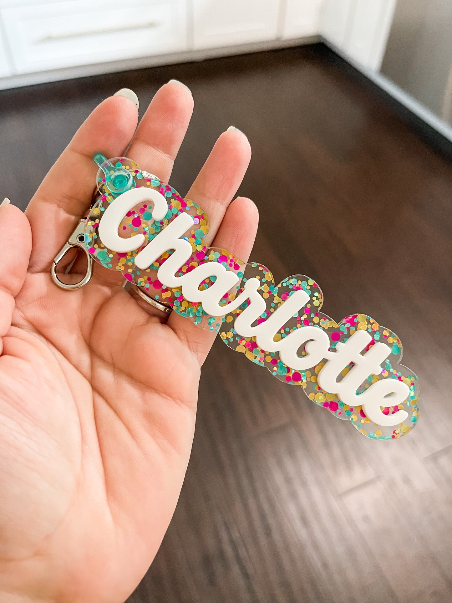 Personalized Acrylic Keychain, Backpack name Keychain