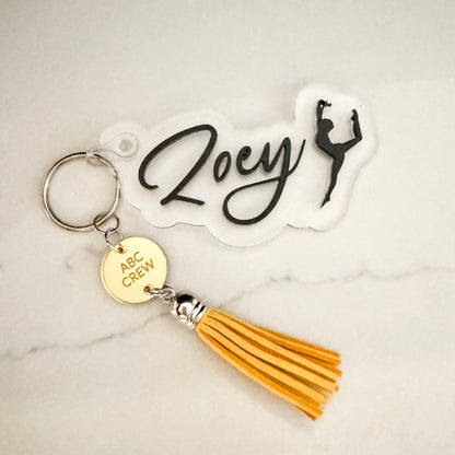 Personalized DANCER/GYMNAST Acrylic Keychain | Name with Dance Crew